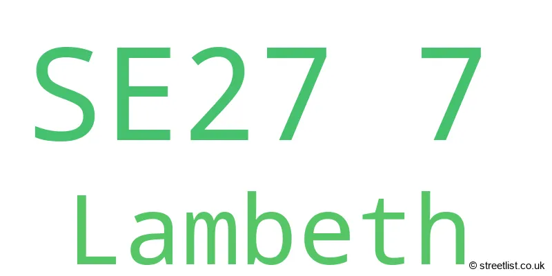 A word cloud for the SE27 7 postcode